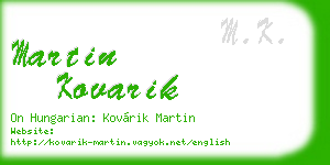 martin kovarik business card